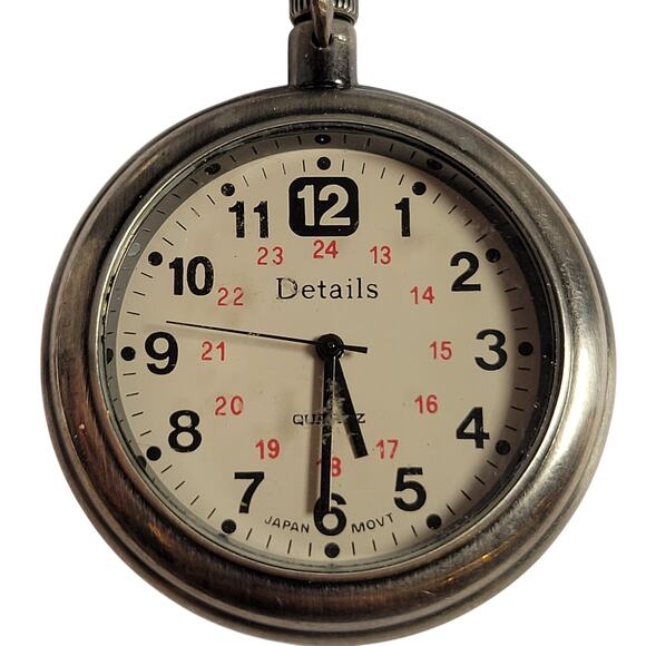 Details Pocket Watch with 14" Chain, Quartz Movement, Works New Battery - Picture 5 of 15